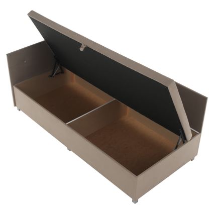 Polstret dagsseng med vendbar sengegavl og opbevaringsplads AMSTERDAM 90x200 cm beige
