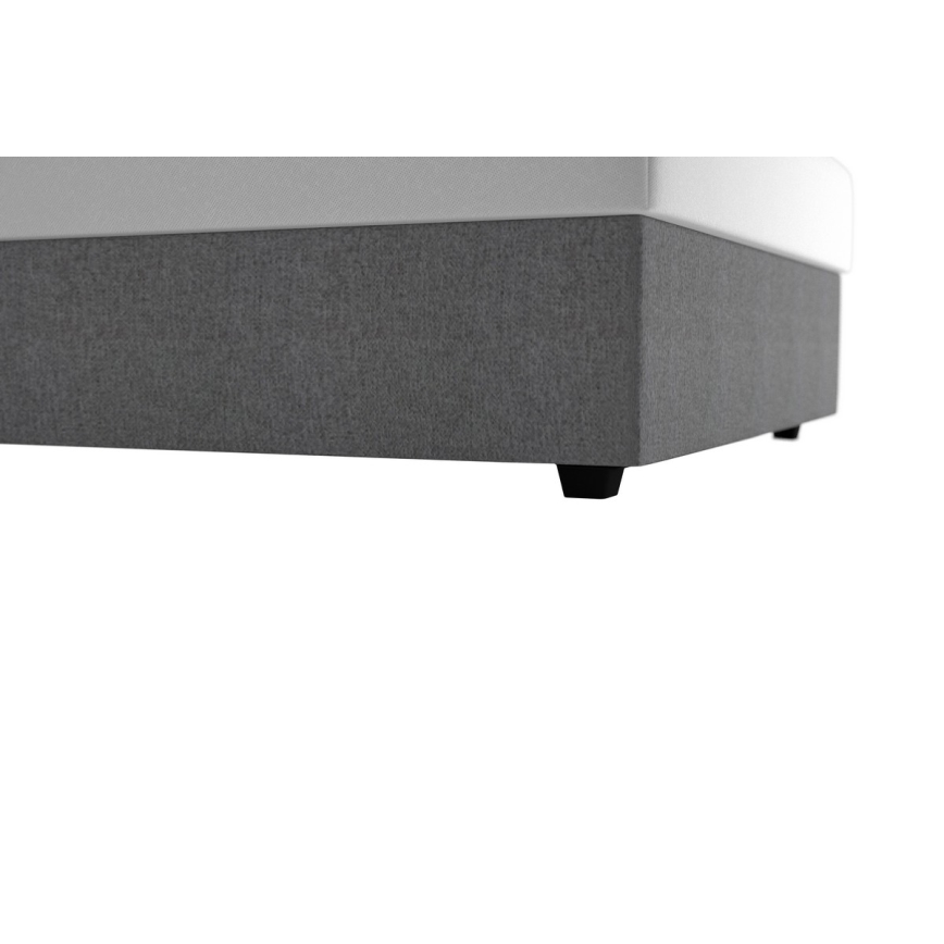 Polstret seng DARIA med opbevaringsplads og madras, 120x200 cm, grå