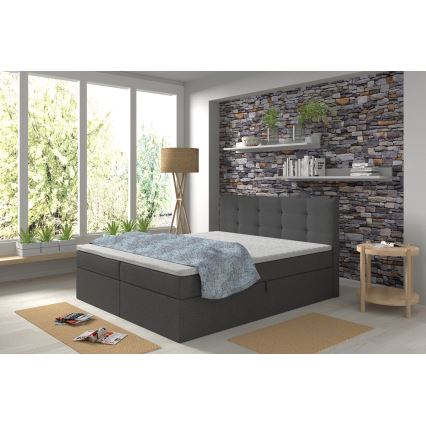 Polstret seng med madrasser og topmadras med opbevaringsplads EMBER 160x200 cm antracit