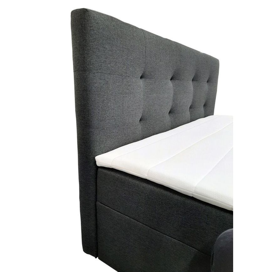 Polstret seng med madrasser og topmadras med opbevaringsplads EMBER 160x200 cm antracit