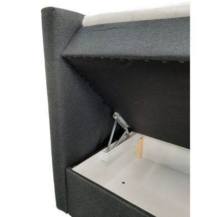 Polstret seng med madrasser og topmadras med opbevaringsplads EMBER 160x200 cm antracit