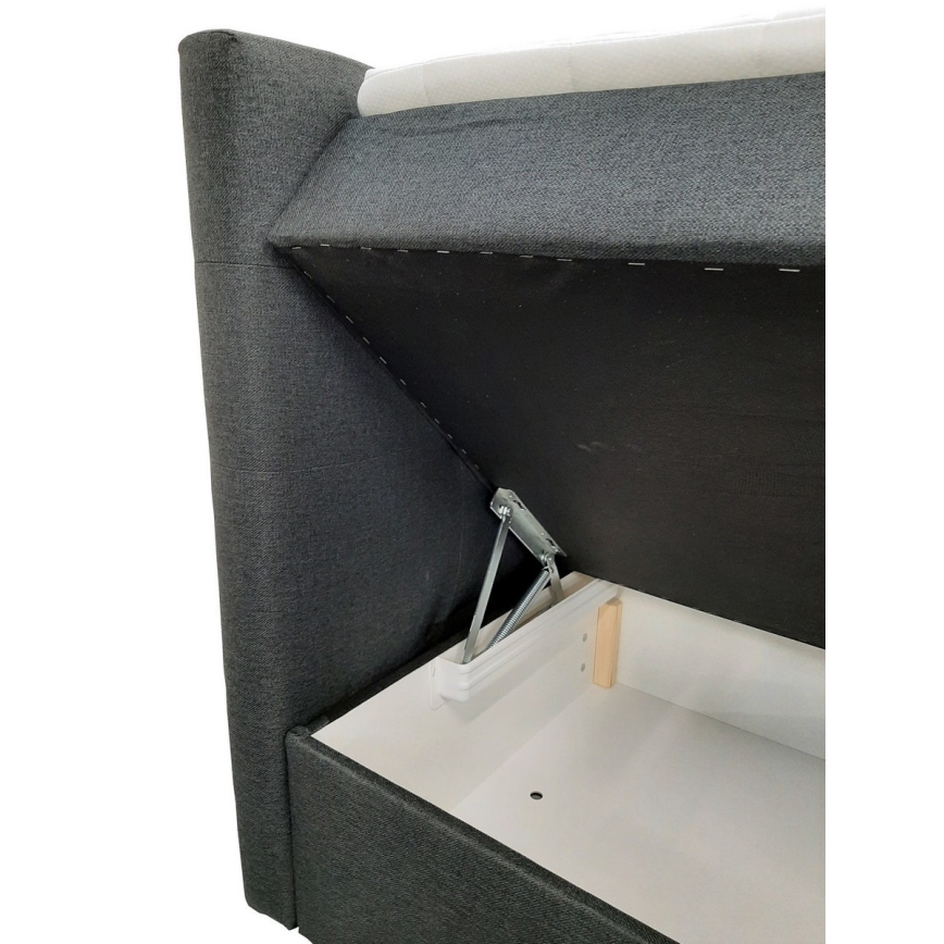 Polstret seng med madrasser og topmadras med opbevaringsplads EMBER 160x200 cm antracit
