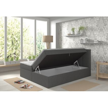 Polstret seng med madrasser og topmadras med opbevaringsplads EMBER 180x200 cm antracit