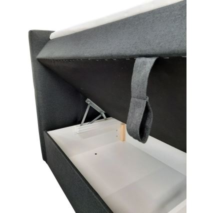 Polstret seng med madrasser og topmadras med opbevaringsplads EMBER 180x200 cm antracit