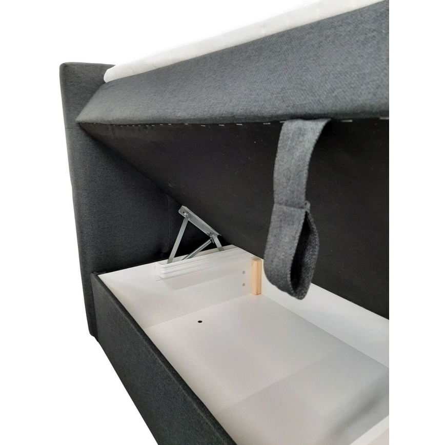 Polstret seng med madrasser og topmadras med opbevaringsplads EMBER 180x200 cm antracit