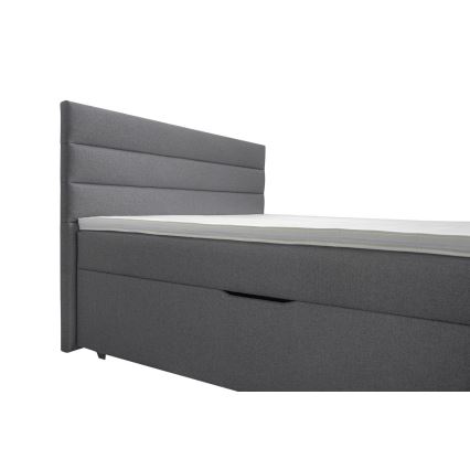 Polstret seng med opbevaringsplads og matracemi med topper NEW BOLERO 180x200 cm grå