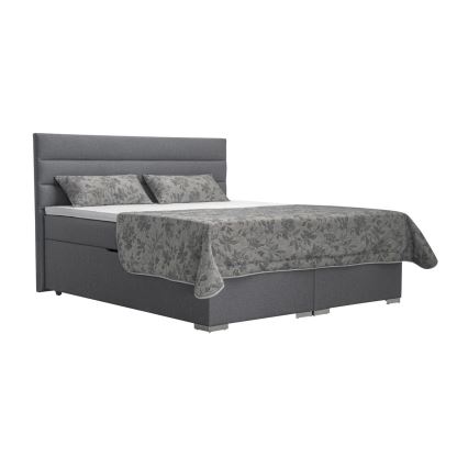 Polstret seng med opbevaringsplads og matracemi med topper NEW BOLERO 180x200 cm grå