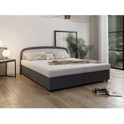 Polstret seng med springmadras og opbevaringsplads MALIA 160x200 grå