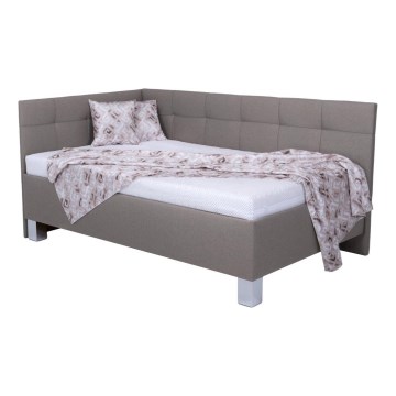Polstret seng med madras og integreret opbevaringsrum MARIA PETITE 120x200 cm taupe
