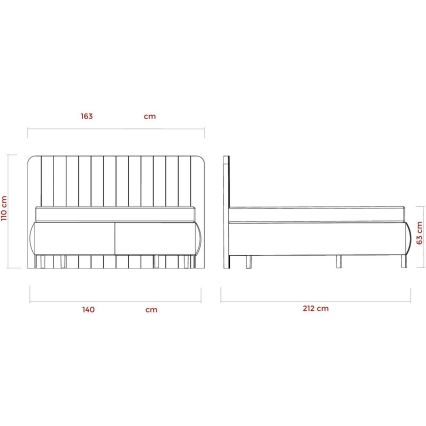 Polstret seng med madrasser og opbevaringsplads ALEXA 140x200 cm beige