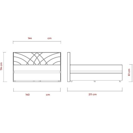 Polstret seng med madrasser og opbevaringsplads GINA 140x200 cm beige