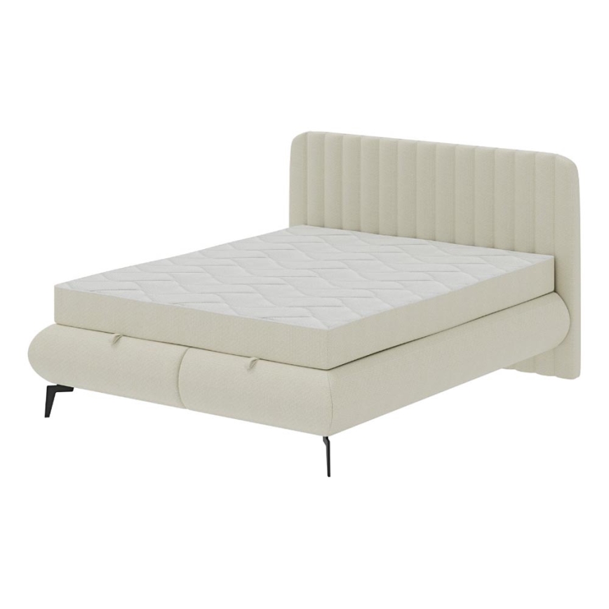 Polstret seng med madras og opbevaringsplads ALEXA 140x200 cm beige