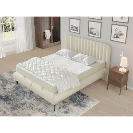 Polstret seng med madras og opbevaringsplads ALEXA 140x200 cm beige