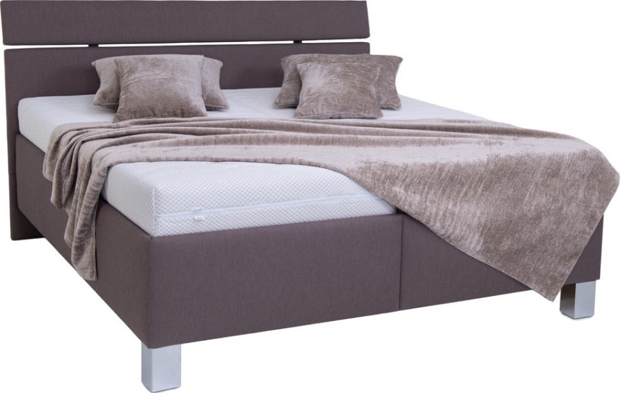 Polstret seng med madras og opbevaringsplads ALIS 160 x 200 cm, brun