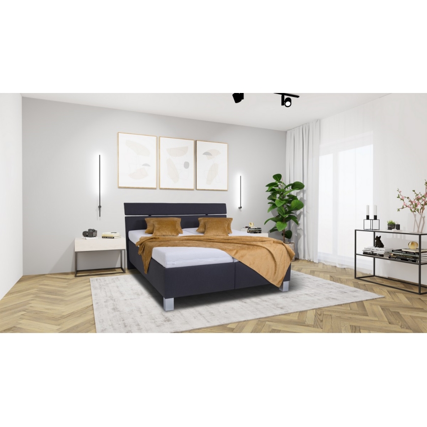 Polstret seng med madras og opbevaringsplads ALIS 160x200 cm antracit