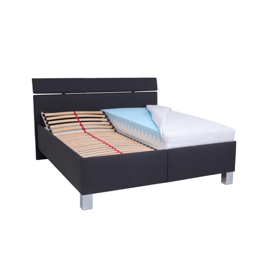 Polstret seng med madras og opbevaringsplads ALIS 160x200 cm antracit