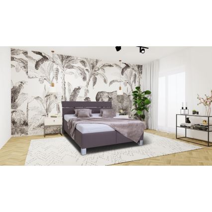 Polstret seng med madras og opbevaringsplads ALIS 160x200 cm brun