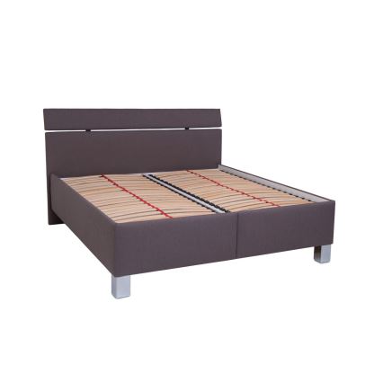 Polstret seng med madras og opbevaringsplads ALIS 160x200 cm brun