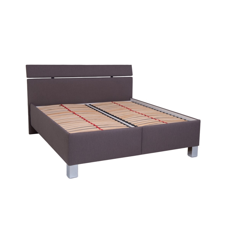 Polstret seng med madras og opbevaringsplads ALIS 160x200 cm brun