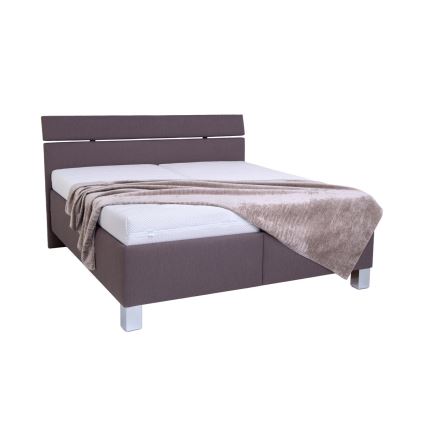 Polstret seng med madras og opbevaringsplads ALIS 160x200 cm brun