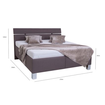 Polstret seng med madras og opbevaringsplads ALIS 160x200 cm brun