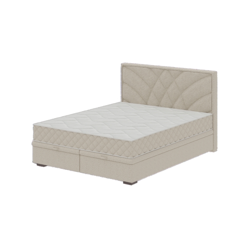 Polstret seng med madras og opbevaringsplads GINA 180x200 cm beige