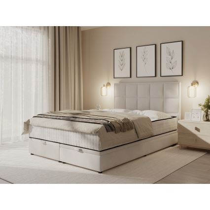 Polstret seng med madras og opbevaringsplads GRACE 160x200 cm beige