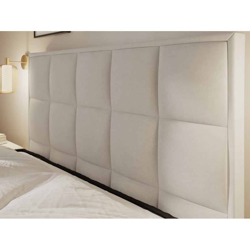 Polstret seng med madras og opbevaringsplads GRACE 180x200 cm beige