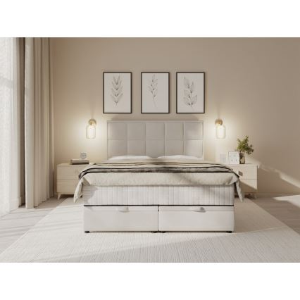 Polstret seng med madras og opbevaringsplads GRACE 180x200 cm beige