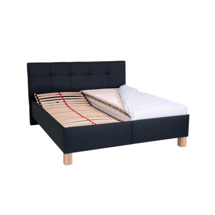 Polstret seng med madras og opbevaringsplads MARIA 160x200 cm antracit