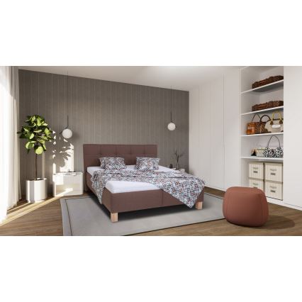 Polstret seng med madras og opbevaringsplads MARIA 160x200 cm brun