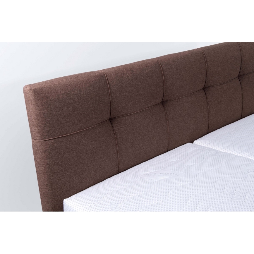 Polstret seng med madras og opbevaringsplads MARIA 160x200 cm brun