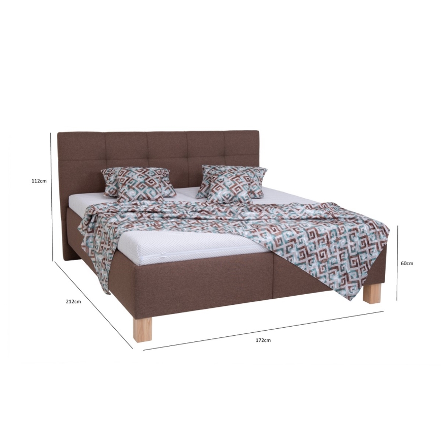Polstret seng med madras og opbevaringsplads MARIA 160x200 cm brun