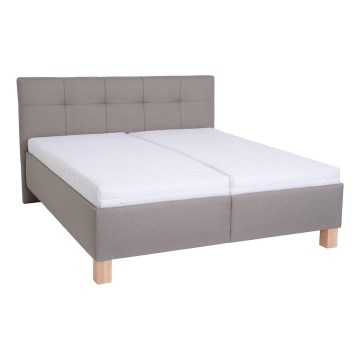 Polstret seng med madras og opbevaringsplads MARIA 160x200 cm taupe