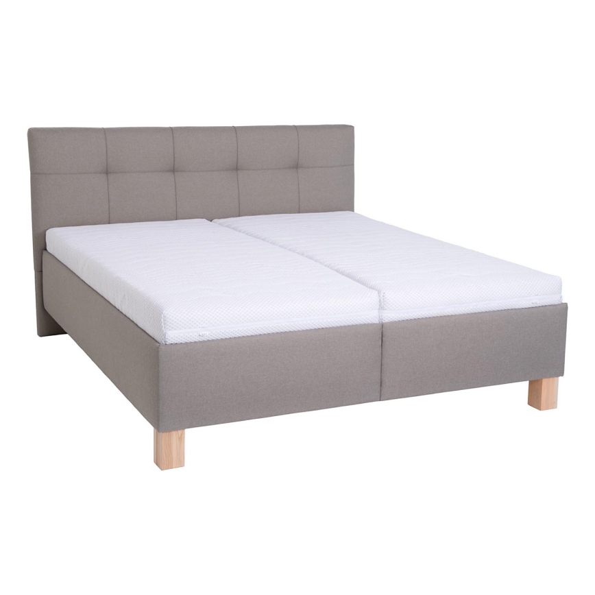 Polstret seng med madras og opbevaringsplads MARIA 160x200 cm taupe