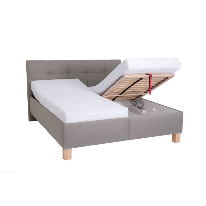 Polstret seng med madras og opbevaringsplads MARIA 160x200 cm taupe
