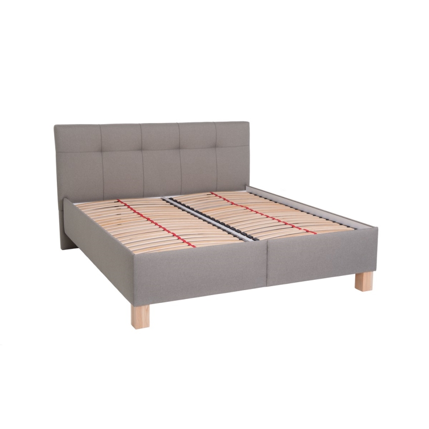 Polstret seng med madras og opbevaringsplads MARIA 160x200 cm taupe