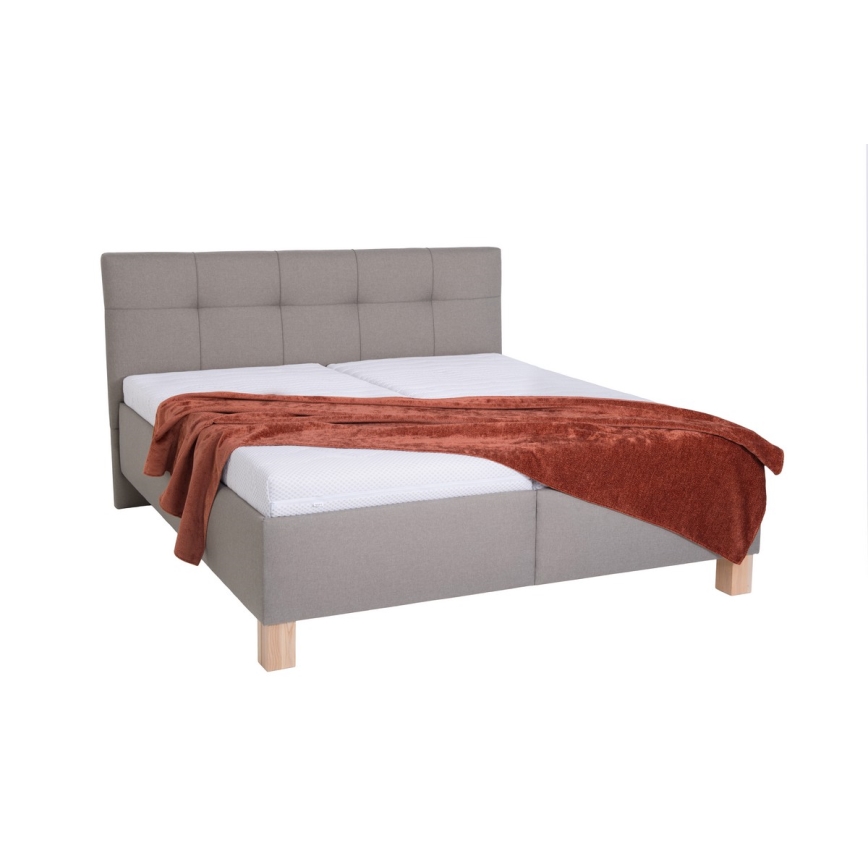 Polstret seng med madras og opbevaringsplads MARIA 160x200 cm taupe