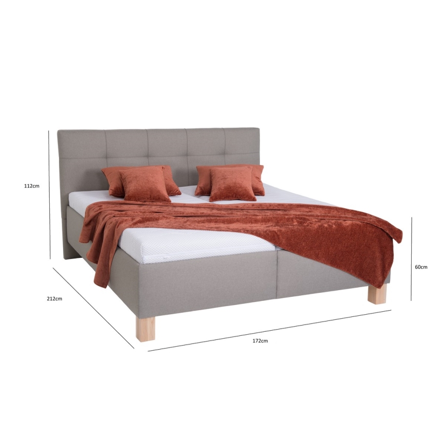 Polstret seng med madras og opbevaringsplads MARIA 160x200 cm taupe