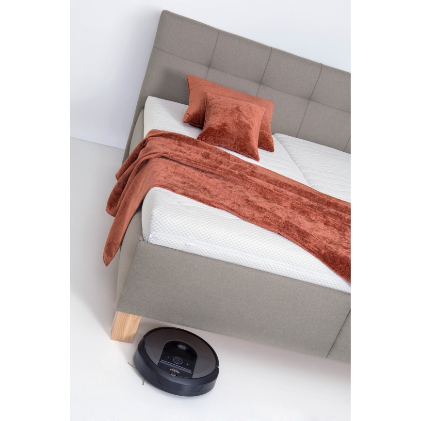 Polstret seng med madras og opbevaringsplads MARIA 180x200 cm taupe