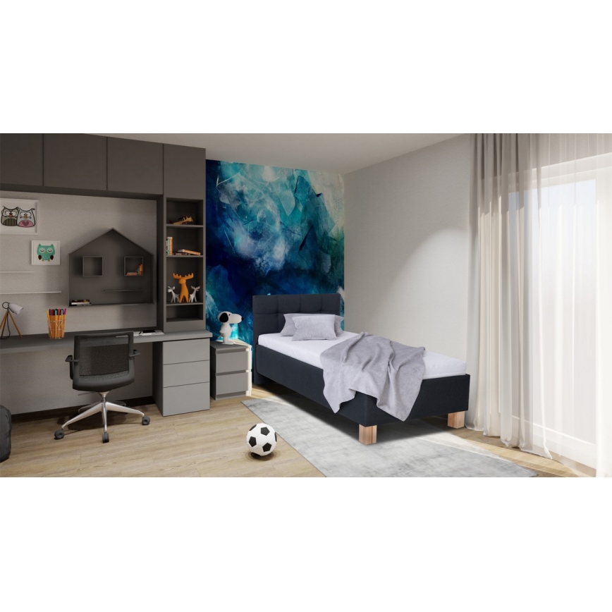 Polstret seng med madras og opbevaringsplads MARIA ONE 90x200 cm antracit