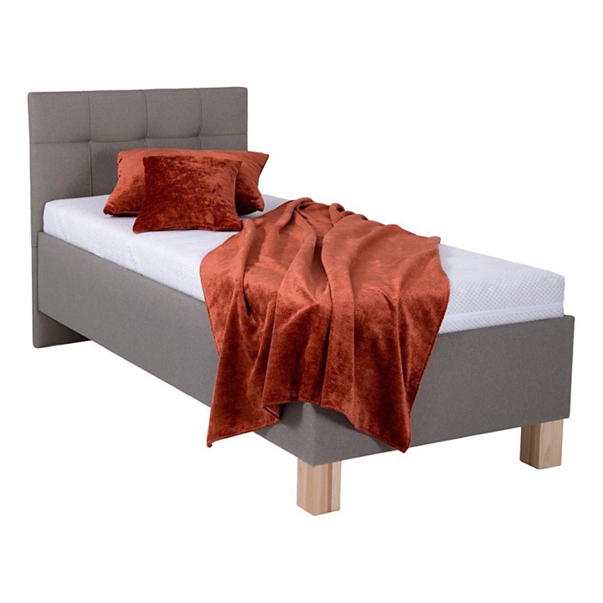 Polstret seng med madras og opbevaringsplads MARIA ONE 90x200 cm taupe