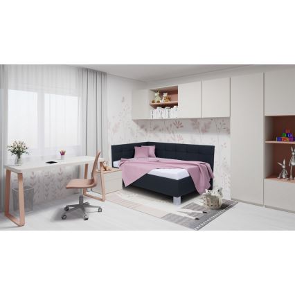 Polstret seng med madras og opbevaringsplads MARIA PETITE 120x200 cm antracit