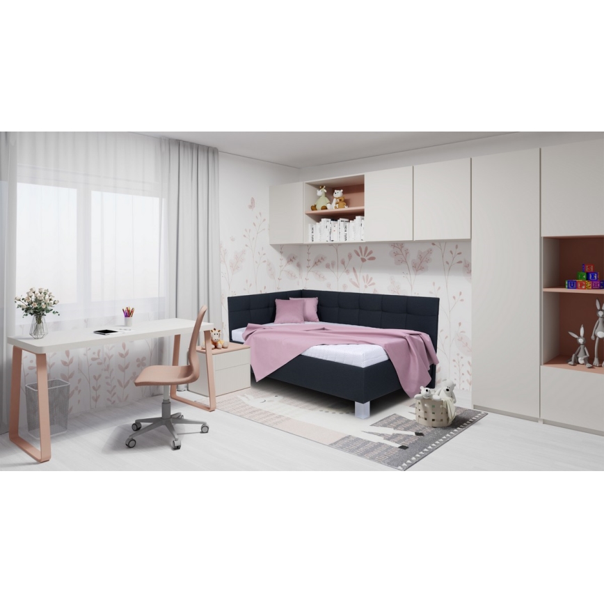 Polstret seng med madras og opbevaringsplads MARIA PETITE 120x200 cm antracit