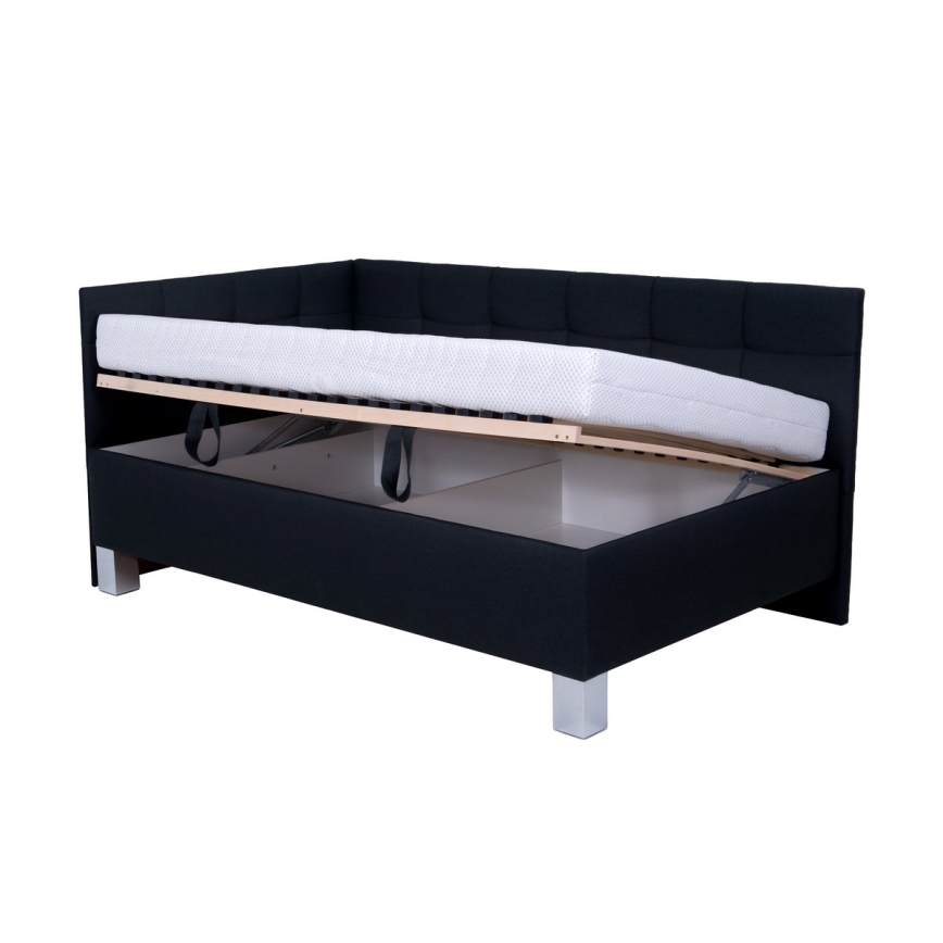 Polstret seng med madras og opbevaringsplads MARIA PETITE 120x200 cm antracit