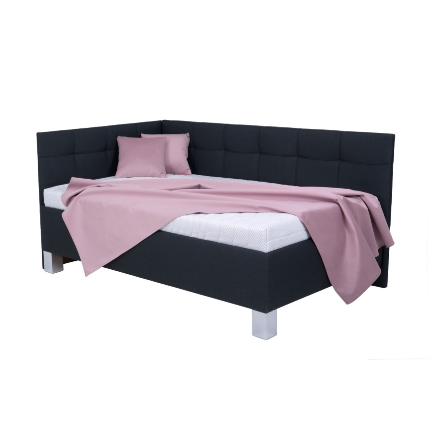 Polstret seng med madras og opbevaringsplads MARIA PETITE 120x200 cm antracit