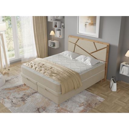 Polstret seng med madras og opbevaringsplads NAOMI 160x200 cm beige