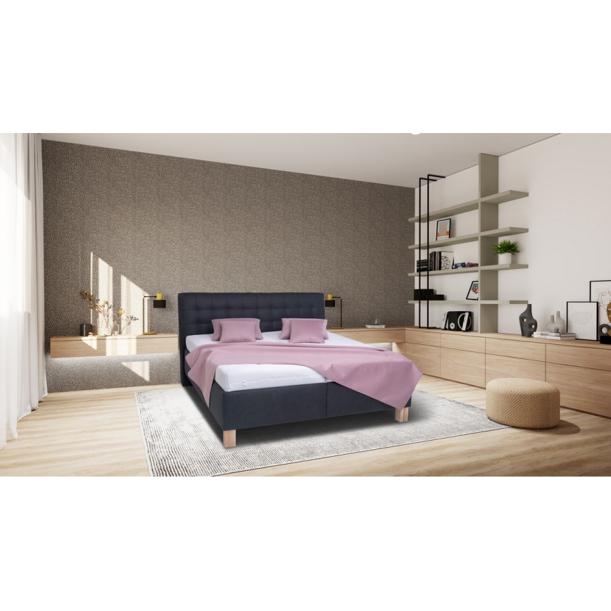 Polstret seng med madras og opbevaringsplads VIOLET 160x200 cm antracit