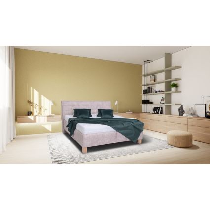 Polstret seng med madras og opbevaringsplads VIOLET 160x200 cm beige