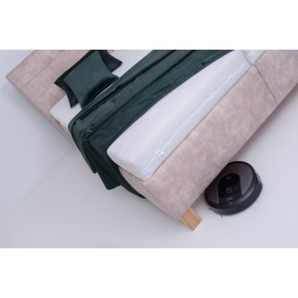 Polstret seng med madras og opbevaringsplads VIOLET 160x200 cm beige